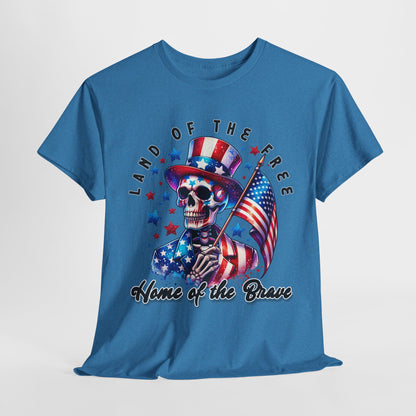Land of the Free Home of the Brave Skeleton T-Shirt