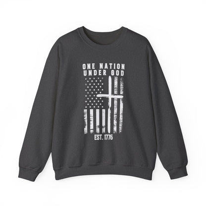 One Nation Under God - Flag with Cross Sweatshirt