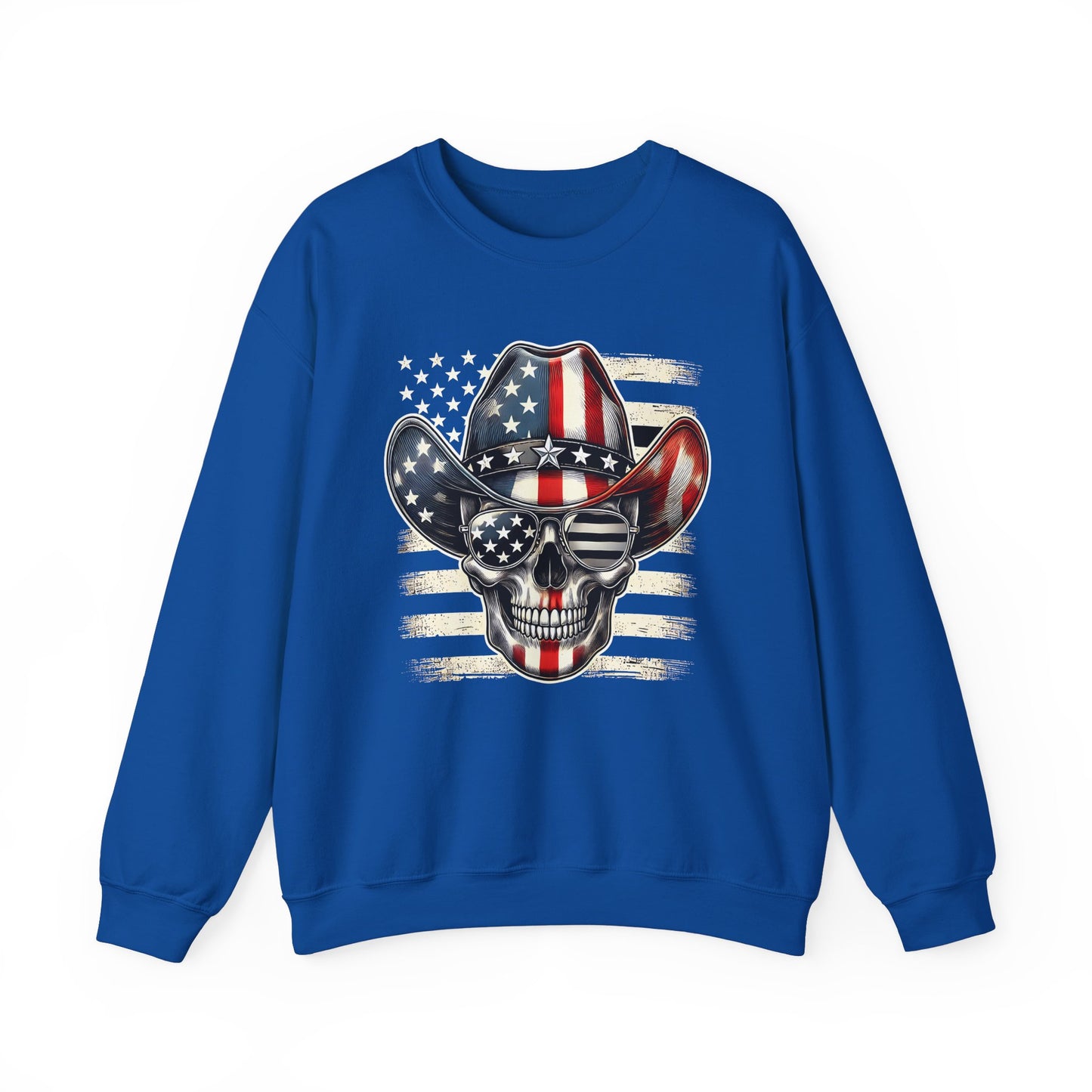 Cowboy Skeleton with Hat and Flag Sweatshirt