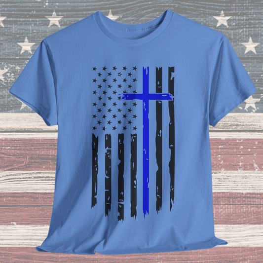 Thin Blue Line Cross - Law Enforcement T-Shirt
