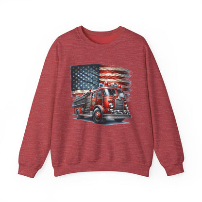 Fire Truck with Flag Sweatshirt