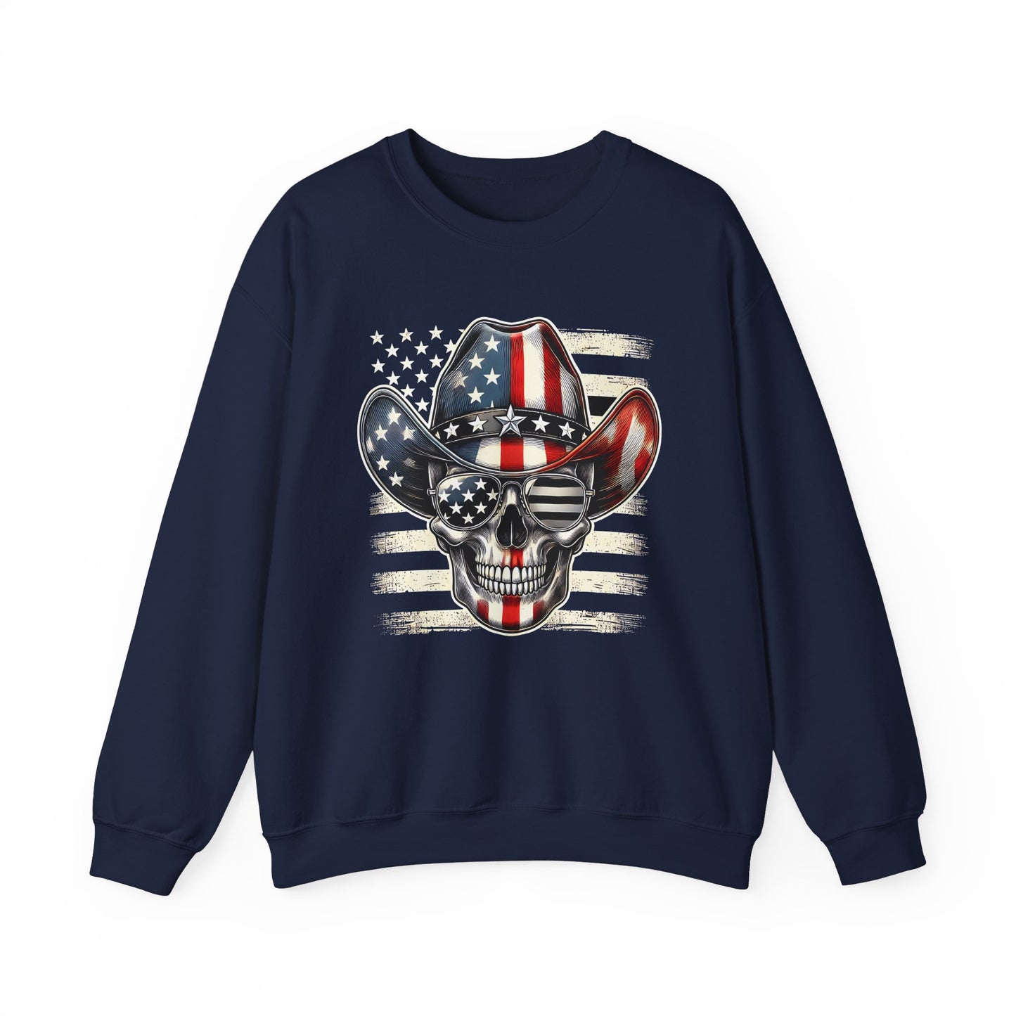 Cowboy Skeleton with Hat and Flag Sweatshirt