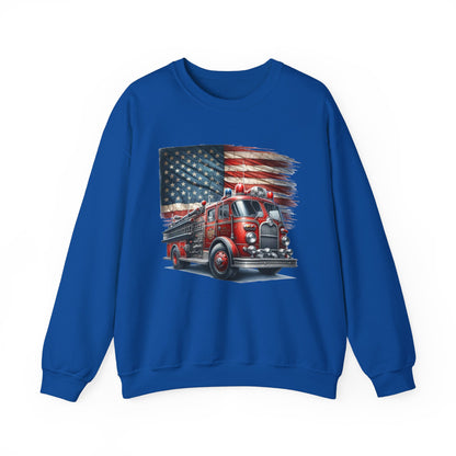 Fire Truck with Flag Sweatshirt