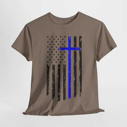 Thin Blue Line Cross - Law Enforcement T-Shirt