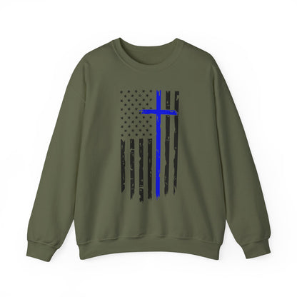 Thin Blue Line Cross - Law Enforcement Sweatshirt
