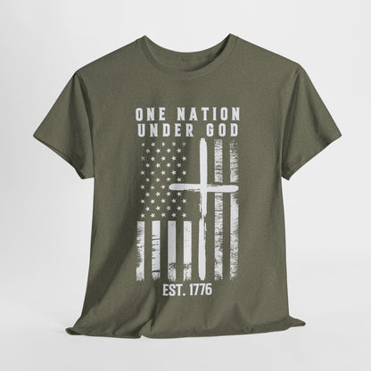 One Nation Under God - Flag with Cross T-Shirt