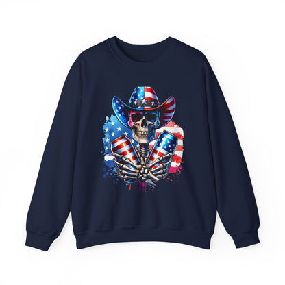 4th of July - Skeleton with Beers Sweatshirt