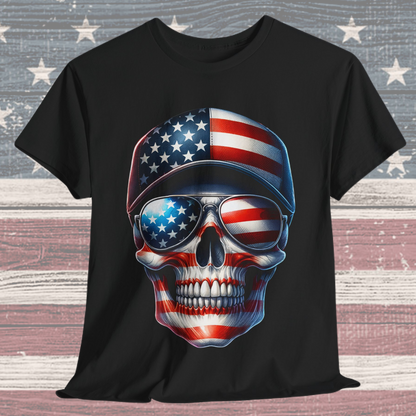 USA Flag Skull #3 T-Shirt