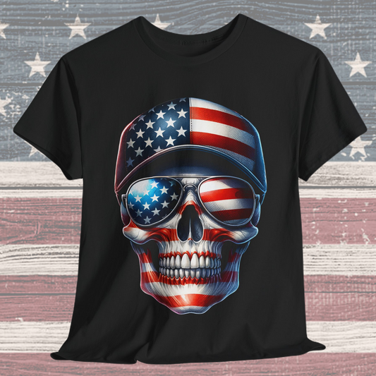 USA Flag Skull #3 T-Shirt