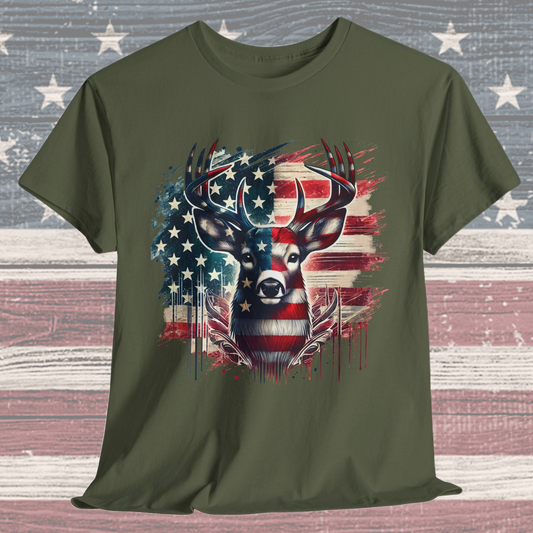 Whitetail Buck with Flag T-Shirt