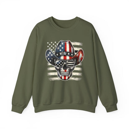 Cowboy Skeleton with Hat and Flag Sweatshirt