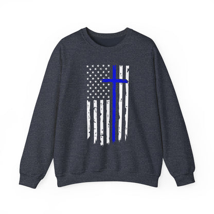 Thin Blue Line Cross - Law Enforcement Sweatshirt