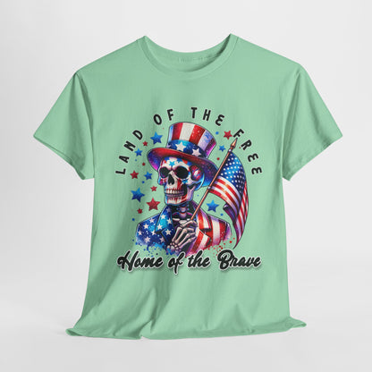 Land of the Free Home of the Brave Skeleton T-Shirt