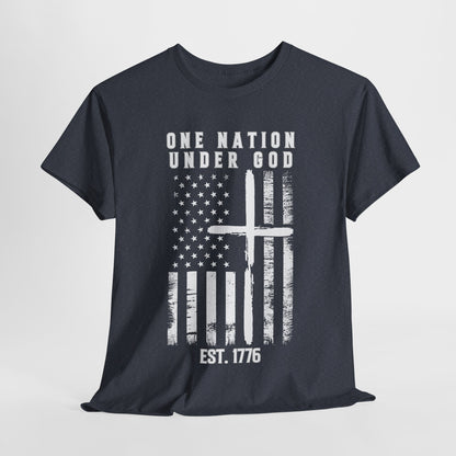 One Nation Under God - Flag with Cross T-Shirt