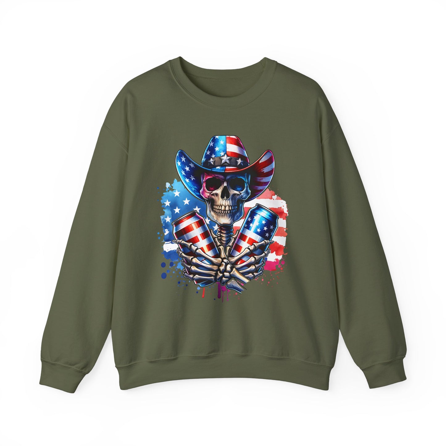 4th of July - Skeleton with Beers Sweatshirt