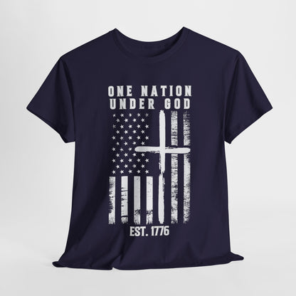 One Nation Under God - Flag with Cross T-Shirt