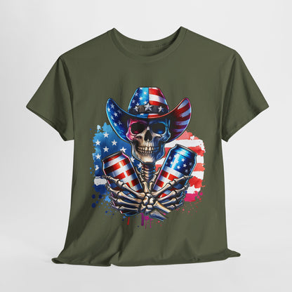 4th of July - Skeleton with Beers T-Shirt