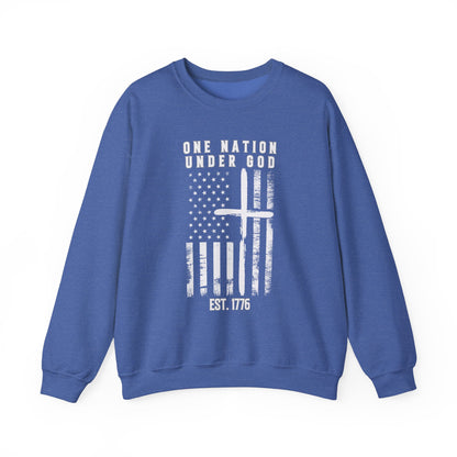 One Nation Under God - Flag with Cross Sweatshirt