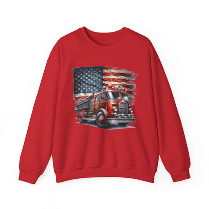 Fire Truck with Flag Sweatshirt