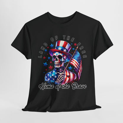 Land of the Free Home of the Brave Skeleton T-Shirt