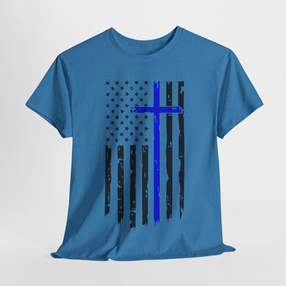 Thin Blue Line Cross - Law Enforcement T-Shirt