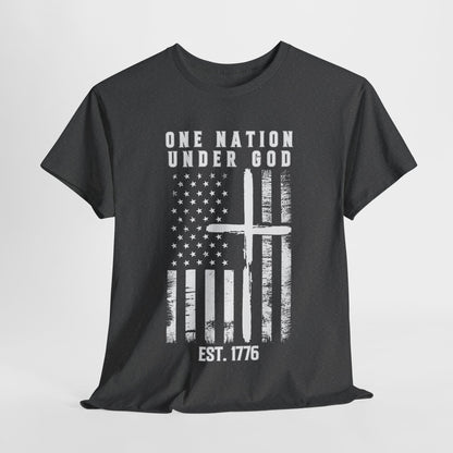 One Nation Under God - Flag with Cross T-Shirt