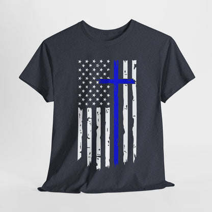 Thin Blue Line Cross - Law Enforcement T-Shirt