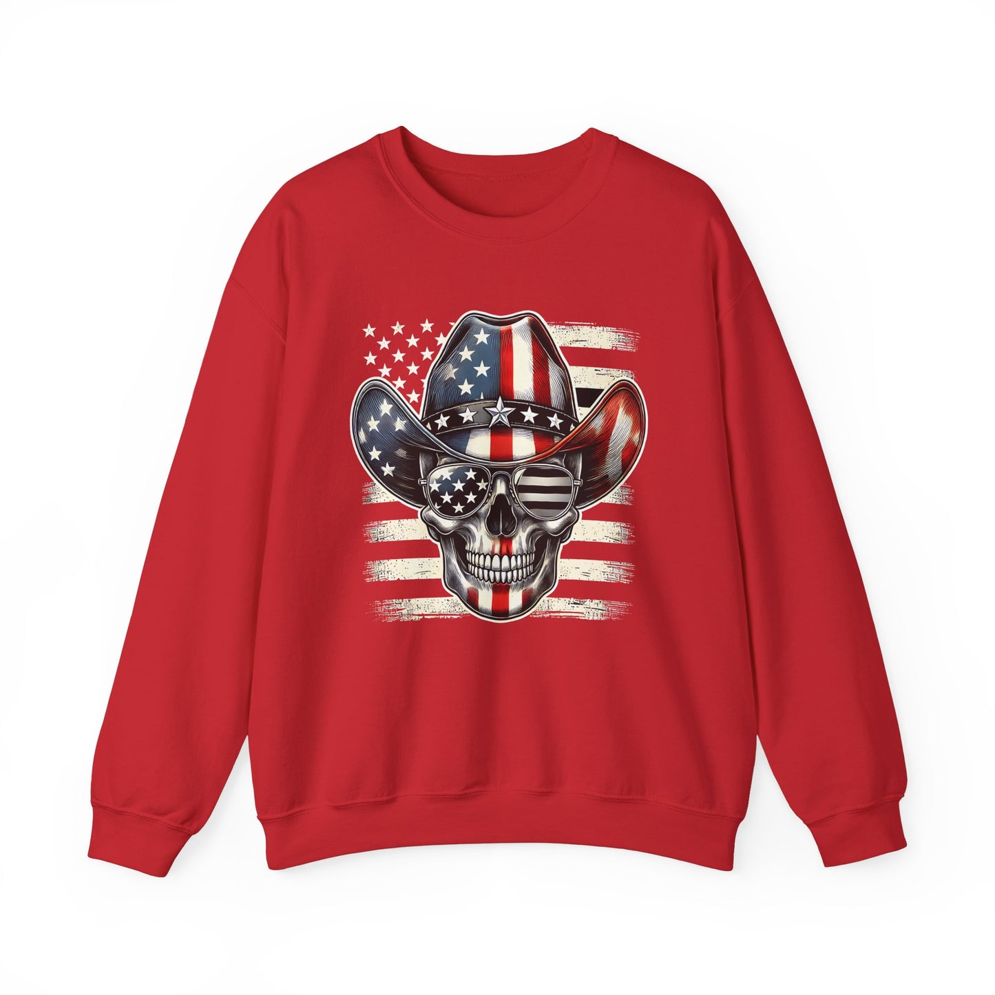 Cowboy Skeleton with Hat and Flag Sweatshirt
