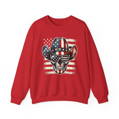 Cowboy Skeleton with Hat and Flag Sweatshirt