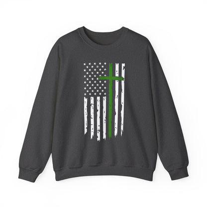 Thin Green Line Cross - Armed Forces Sweatshirt