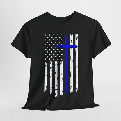 Thin Blue Line Cross - Law Enforcement T-Shirt