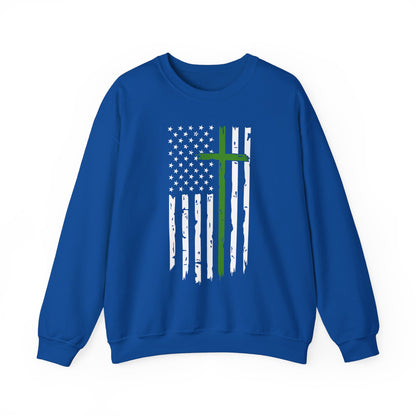 Thin Green Line Cross - Armed Forces Sweatshirt