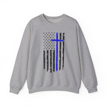 Thin Blue Line Cross - Law Enforcement Sweatshirt