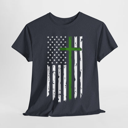 Thin Green Line Cross - Armed Forces T-Shirt