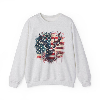 Whitetail Buck with Flag Sweatshirt