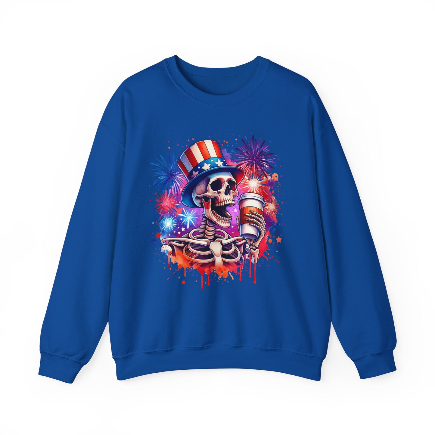 4th of July - Skeleton with Coffee Sweatshirt