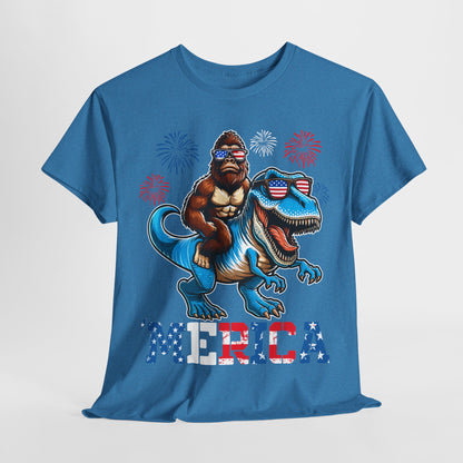 'Merica! Bigfoot on Dinosaur T-Shirt