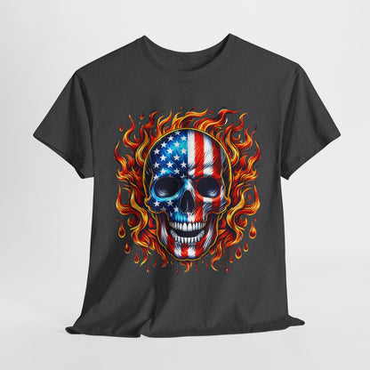 Flaming Flag Skull T-Shirt