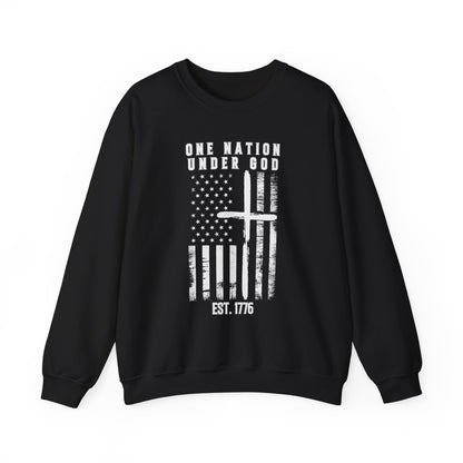 One Nation Under God - Flag with Cross Sweatshirt