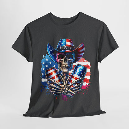4th of July - Skeleton with Beers T-Shirt