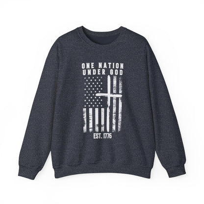 One Nation Under God - Flag with Cross Sweatshirt