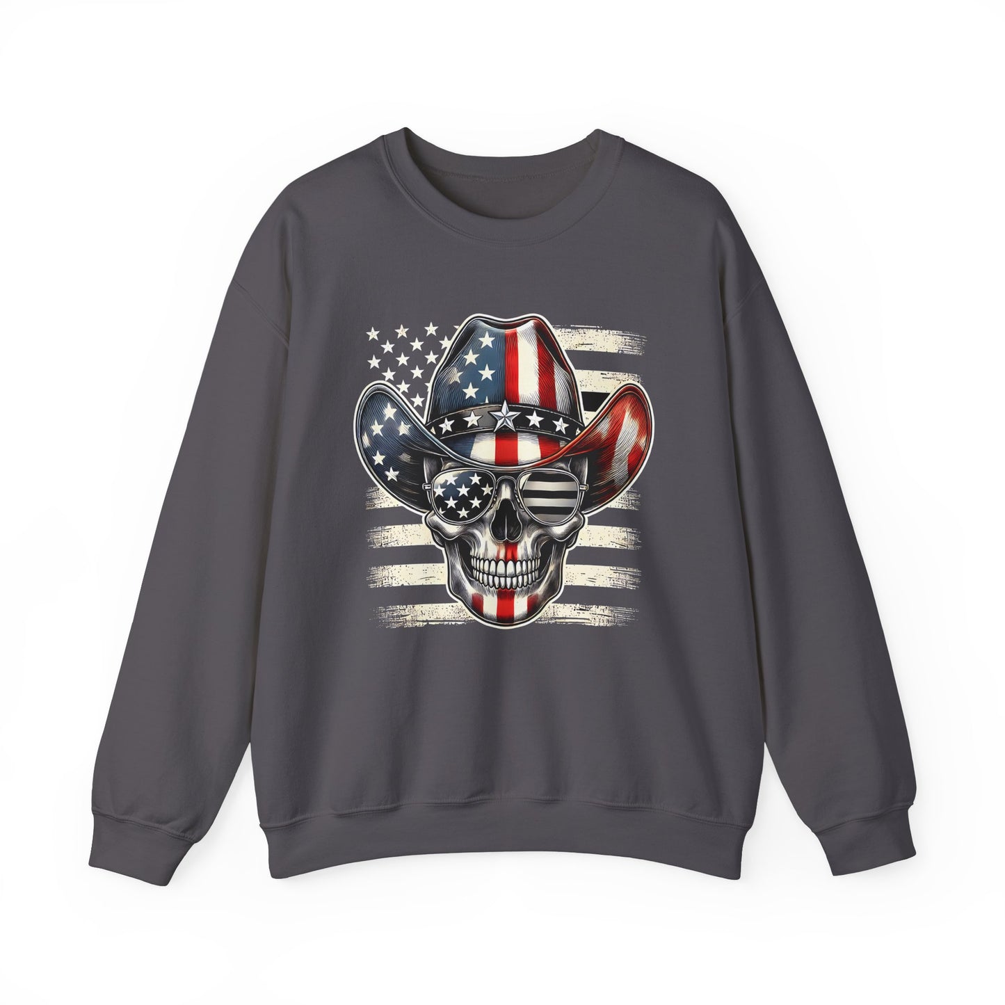Cowboy Skeleton with Hat and Flag Sweatshirt