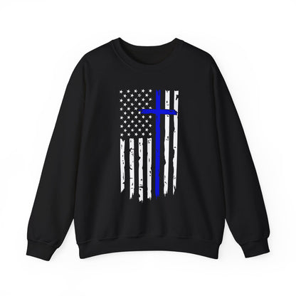 Thin Blue Line Cross - Law Enforcement Sweatshirt