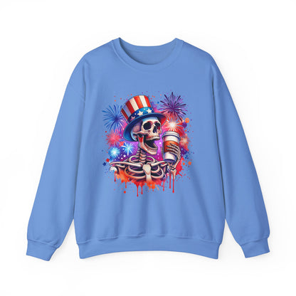 4th of July - Skeleton with Coffee Sweatshirt