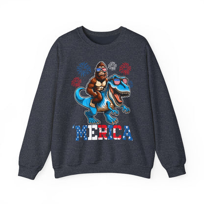 'Merica! Bigfoot on Dinosaur Sweatshirt