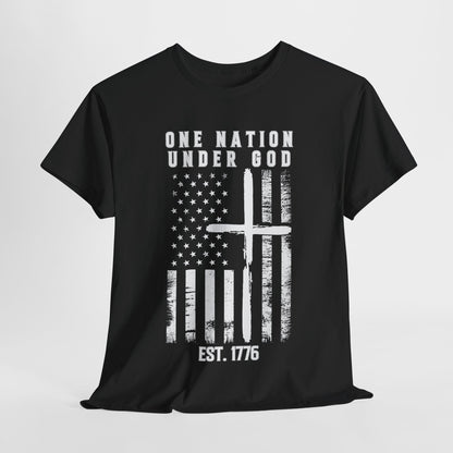 One Nation Under God - Flag with Cross T-Shirt