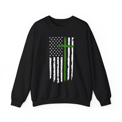 Thin Green Line Cross - Armed Forces Sweatshirt