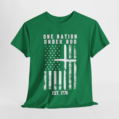One Nation Under God - Flag with Cross T-Shirt