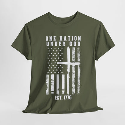 One Nation Under God - Flag with Cross T-Shirt