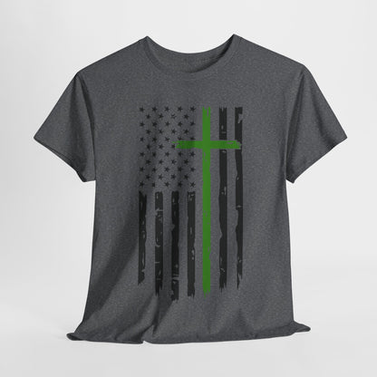 Thin Green Line Cross - Armed Forces T-Shirt